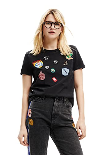 Desigual Women's Short Sleeve T-Shirt, Black, L von Desigual