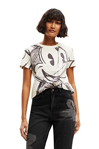 Desigual Women's Short Sleeve T-Shirt, White, L von Desigual