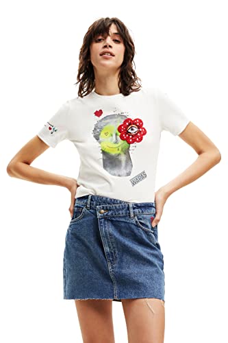 Desigual Women's Short Sleeve T-Shirt, White, S von Desigual