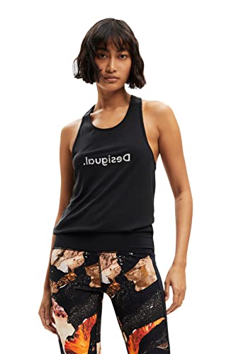 Desigual Women's Sleeveless T-Shirt, Black, L von Desigual