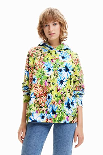 Desigual Women's Sweat_Bugs Flowers Sweatshirt, Green, M von Desigual