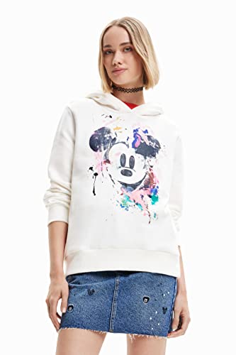 Desigual Women's Sweat_Mickey 1001 Sweatshirt, White, L von Desigual