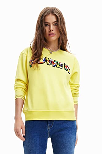 Desigual Women's Sweat_Power 8035 Sweatshirt, Yellow, L von Desigual