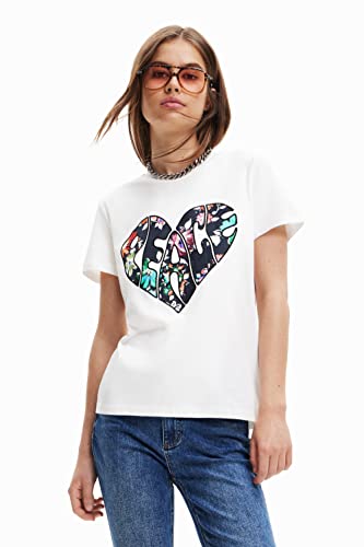 Desigual Women's TS_COR 1000 T-Shirt, White, M von Desigual