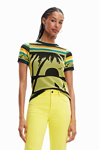 Desigual Women's TS_Cagliari 8018 T-Shirt, Yellow, M von Desigual