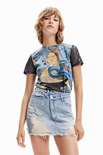 Desigual Women's TS_Filipa 5000 T-Shirt, Blue, M von Desigual