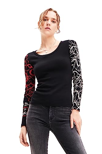 Desigual Damen Ts_hery T-Shirt, Schwarz, S EU von Desigual