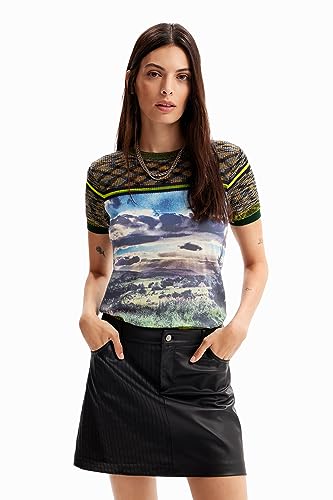 Desigual Women's TS_LANDSLAS T-Shirt, Material Finishes, L von Desigual