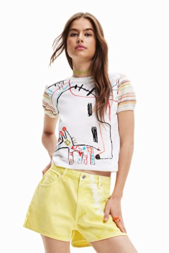 Desigual Women's TS_Land 1001 T-Shirt, White, L von Desigual