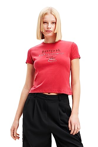 Desigual Women's TS_Love Art T-Shirt, Red, S von Desigual