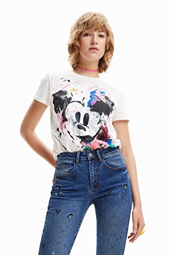 Desigual Women's TS_Mickey Crash T-Shirt, White, S von Desigual