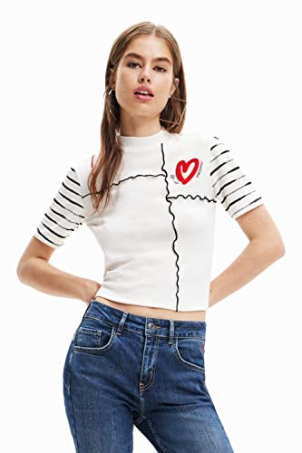 Desigual Women's TS_Patch 1001 T-Shirt, White, XS von Desigual