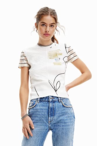 Desigual Women's TS_ROTERDAM 1001 T-Shirt, White, S von Desigual