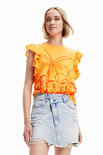 Desigual Women's TS_SHALMA 7029 T-Shirt, Orange, L von Desigual