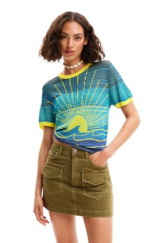 Desigual Women's TS_Sun Blouse, Blue, XX-Large von Desigual