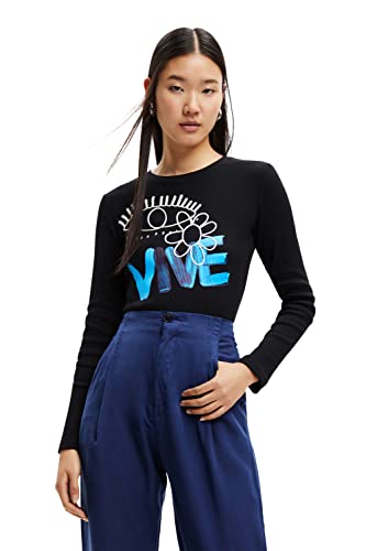 Desigual Women's TS_Vive 2000 Black T-Shirt, M von Desigual