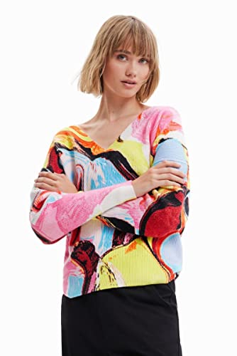 Desigual Women's TUTTIFRUTI JERS_Eugenia 9019 Tutti Fruti Pullover Sweater, Material Finishes, M von Desigual