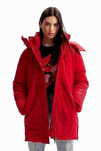 Desigual Women's Tulip Woman Woven Padded Long Overcoat, Red, S von Desigual