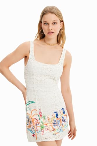 Desigual Women's Vest_Mojito 1000 Dress, White, L von Desigual