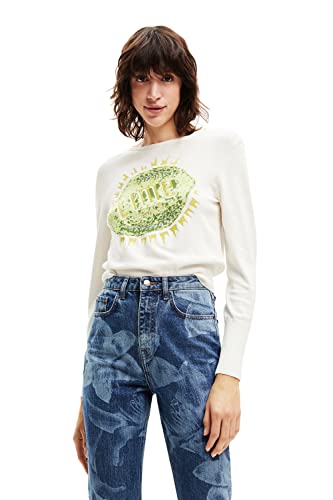 Desigual Women's White JERS_IRIA 1000 Pullover Sweater, S von Desigual