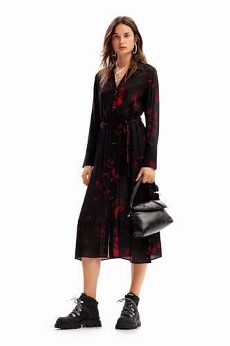 Desigual Women's Woman Woven Long Sleeve Dress, Black, X-Small von Desigual