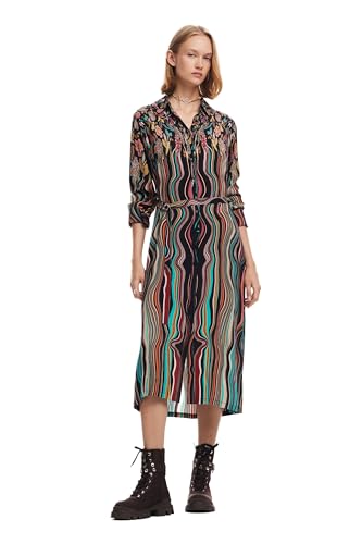 Desigual Women's Woman Woven Long Sleeve Dress, Material FINISHES, Large von Desigual