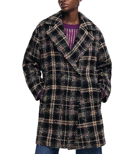Desigual Women's Woman Woven Overcoat, Black, 46 von Desigual
