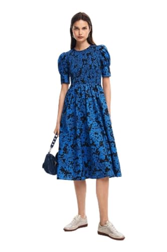 Desigual Women's Woman Woven Short Sleeve Dress, Blue, X-Large von Desigual