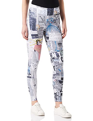 Desigual Womens Any News Leggings, White, S von Desigual