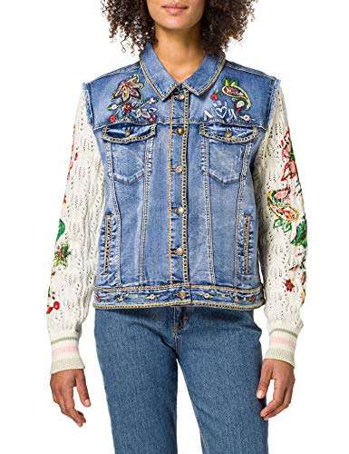 Desigual Womens CHAQ_ATHLAS Denim Jacket, Blue, 36 von Desigual