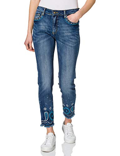 Desigual Womens Denim_Ankle Casual Pants, Blue, 24 von Desigual