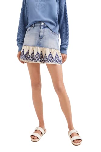 Desigual Womens FAL_BESTAL Rock, Blue, 44 von Desigual