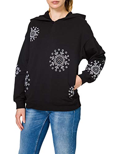 Desigual Womens Hoodie NO Zip Swiss EMBOI Sweatshirt, Black, S von Desigual