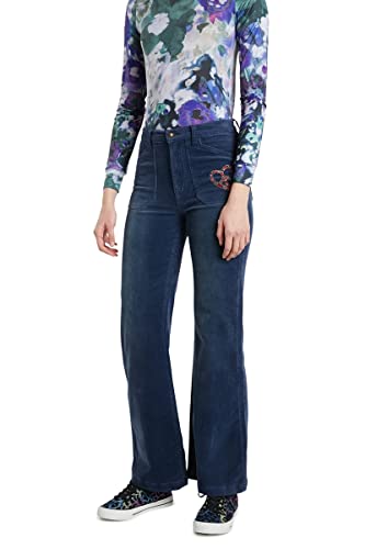 Desigual Womens MYHEART Casual Pants, Blue, 40 von Desigual