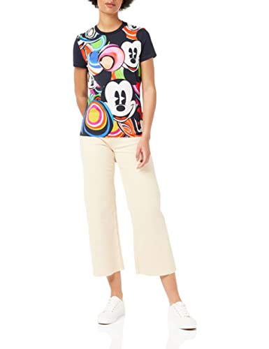 Desigual Womens TS_Mickey Marbles T-Shirt, Black, L von Desigual