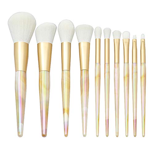 Desikixudy 10 StüCk/Set Kosmetik Pinsel Gelber Marmor Kosmetik Pinsel Mode Pulver Fundament ErröTen Lid Schatten Lippe SchöNheit Werkzeug von Desikixudy