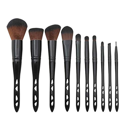 Desikixudy 10 Stück Make-up-Pinsel-Set Schwarz Faser Concealer Flüssige Foundation für Lidschatten Poröse Pinsel Make-up Werkzeug von Desikixudy