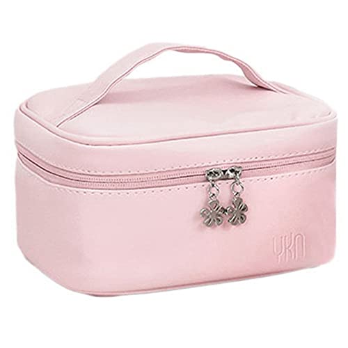 Desikixudy Kosmetiktasche, mittelgroß, PU-Leder, wasserdicht, Reißverschluss, Make-up-Tasche, Reise-Waschen, Make-up-Organizer, Kulturbeutel, Rosa, rose von Desikixudy