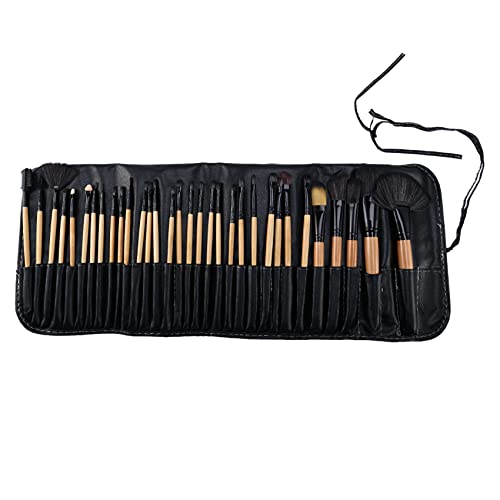 Desikixudy Kosmetiktasche aus Holz, natürlich, 32 Stück, professionelle weiche Kosmetiktasche für Augenbrauen, Lidschatten, Make-up-Pinsel von Desikixudy