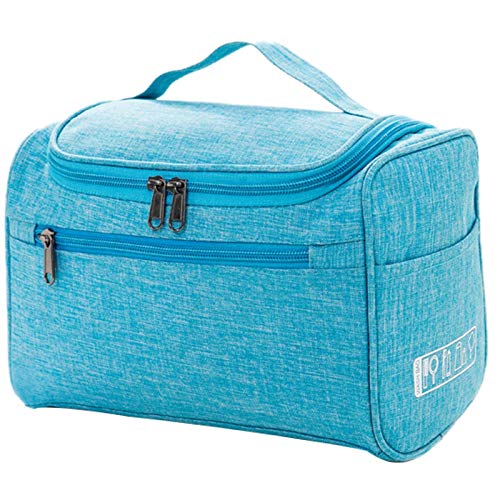 Desikixudy Kosmetiktasche mit doppeltem Reißverschluss, für Damen, Reise-Organizer, tragbar, Kosmetikerin, unverzichtbar, Make-up-Tasche, Rot, blau von Desikixudy