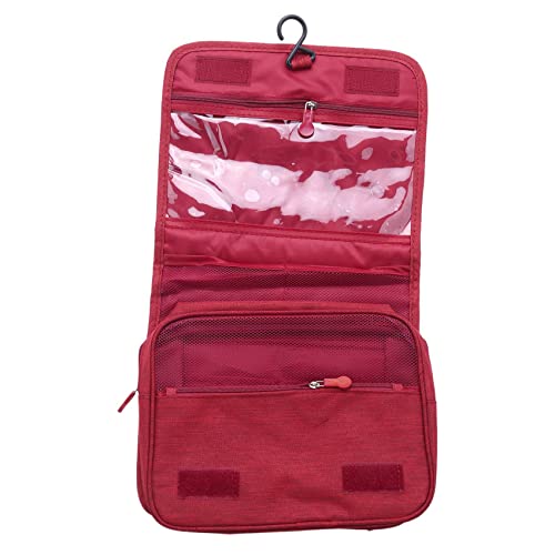 Desikixudy Kosmetiktasche zum Aufhängen, für Damen, Herren, Make-up, Kosmetikkoffer, Organizer, Zubehör, Aufbewahrung, Kulturbeutel, Schwarz, weinrot von Desikixudy