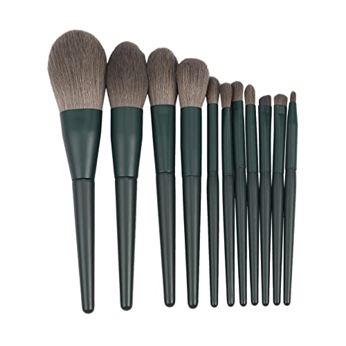 Desikixudy Make-up-Pinsel-Set, 11-teilig, hochwertig, synthetische Grundierungspinsel, zum Verblenden von Gesichtspuder, Rouge, Concealer, Lidschatten, Make-up-Pinsel-Set (dunkelgrün) von Desikixudy