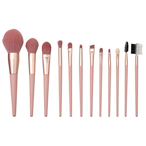 Desikixudy Make-up-Pinsel-Set, 12-teilig, Rosa, für loses Puder, Rouge, Lidschatten, Make-up-Pinsel von Desikixudy