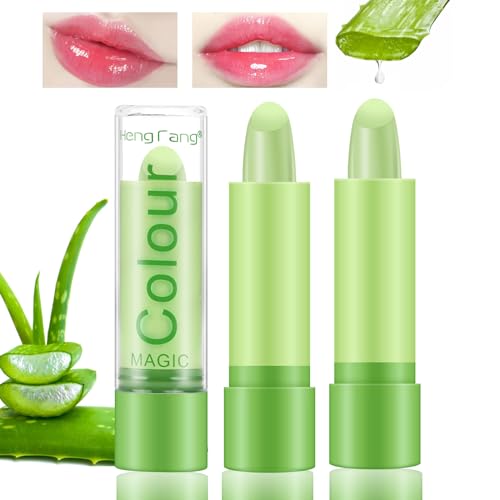 Desing Wish 2 Stück Aloe Vera Lips Lippenstift Farbwechselnder Temperaturempfindlicher Faebverändernder Lippenstift Set Pink Magic Lip Gloss Balm Jelly Lipstick 24 stunden Mädchen Geburtstage Geschenk von Desing Wish