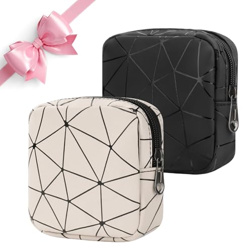 Desing Wish 2 Stück Tampon Aufbewahrung Binden Tasche Perioden Aufbewahrungstasche Klein Make Up Tasche Schminkbeutel Reise Kosmetiktasche Damen Erste Periode Set Mädchen Geschenk mit Reißverschluss von Desing Wish