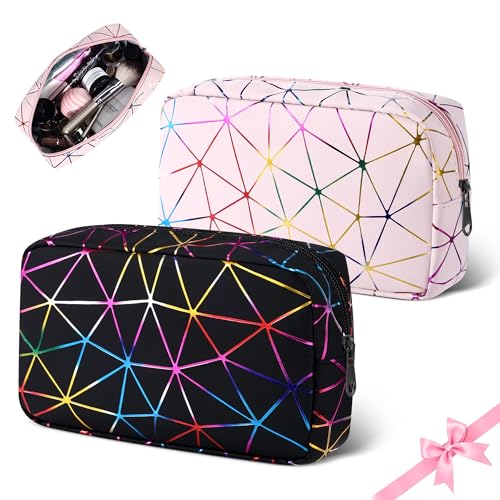 Desing Wish 2 Stück Kosmetiktasche Damen Mädchen Klein Kulturtasche Große Kulturbeutel Schminktasche Reise Herren Kosmetikbeutel Cosmetic Make Up Bag Tasche Toiletry Schmink Zubehör mit Reißverschluss von Desing Wish