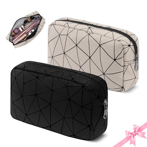 Desing Wish 2 Stück Kosmetiktasche Damen Mädchen Klein Kulturtasche Große Kulturbeutel Schminktasche Reise Herren Kosmetikbeutel Cosmetic Make Up Bag Tasche Toiletry Schmink Zubehör mit Reißverschluss von Desing Wish