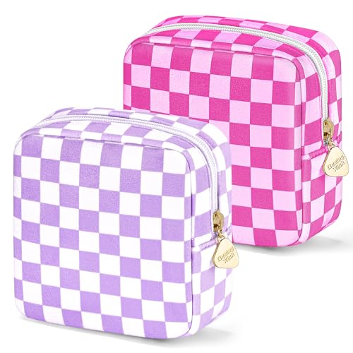 Desing Wish 2 Stück Make Up Tasche Klein Damen Mädchen Mini Kosmetiktasche Schminktasche Kulturtasche Kulturbeutel Reise Herren Kosmetikbeutel Cosmetic Bag Zubehör Turnbeutel mit 2 Faechern von Desing Wish