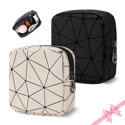 Desing Wish 2 Stück Mini Kosmetiktasche Damen Mädchen Klein Kulturtasche Kulturbeutel Schminktasche Reise Herren Kosmetikbeutel Cosmetic Make Up Bag Toiletry Schmink Tasche Zubehör mit Reißverschluss von Desing Wish