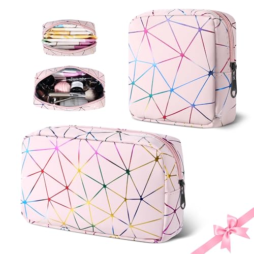 Desing Wish 2 Stück Mini Kosmetiktasche Damen Mädchen Klein Kulturtasche Kulturbeutel Schminktasche Reise Herren Kosmetikbeutel Cosmetic Make Up Bag Toiletry Schmink Tasche Zubehör mit Reißverschluss von Desing Wish
